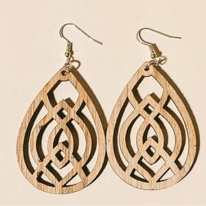 Geometric Wooden Teardrop Earrings